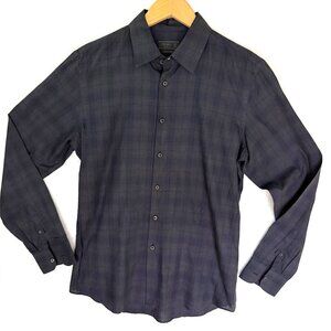 Size 42 16.5‎ Prada Milano Mens Navy Plaid Long-Sleeve Button-Up Shirt slim fit